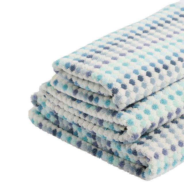 M&S pure cotton bath sheet blue spotty striped, imported from the UK