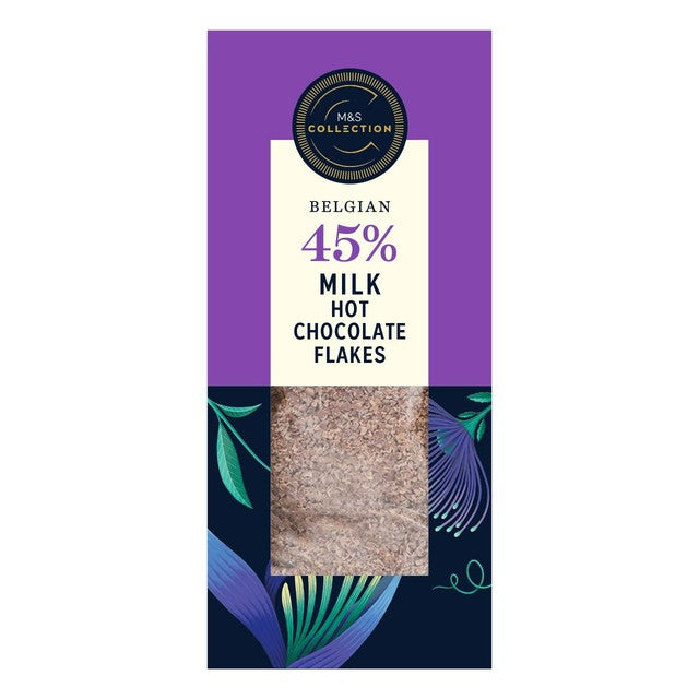 M&S Belgian milk hot chocolate flakes 250g, imported from the UK
