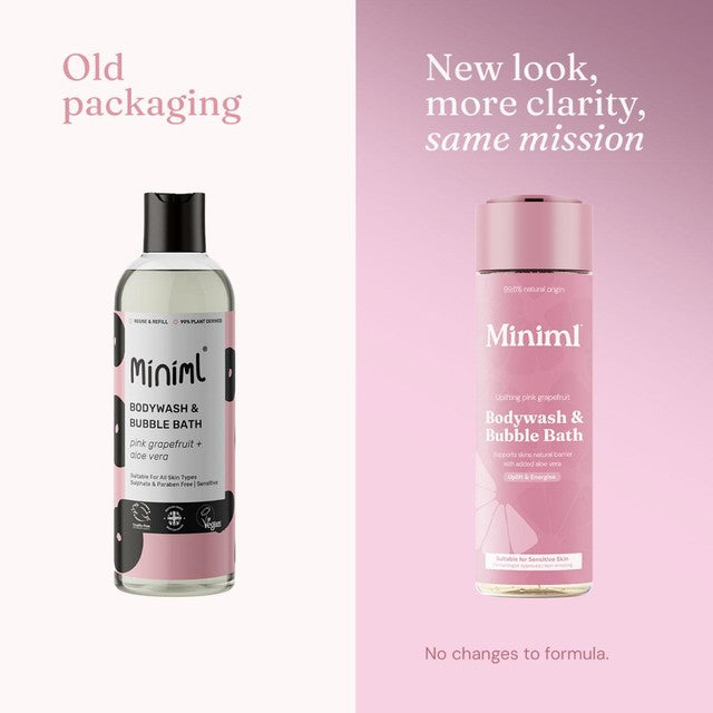 Miniml Body Wash and Bubble Bath Uplifting Pink Grapefruit (British brand)