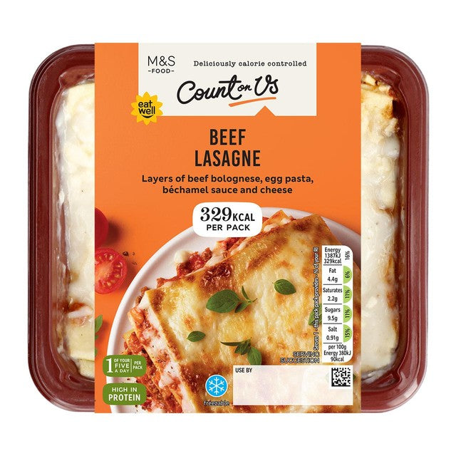 M&S beef lasagne ready meal 365g, imported from the UK