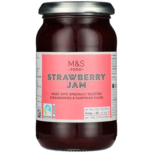 M&S Fairtrade Strawberry Jam jar, imported from the UK