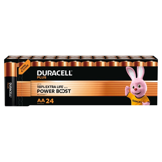 Duracell Plus AA alkaline batteries 24 Pack - British product
