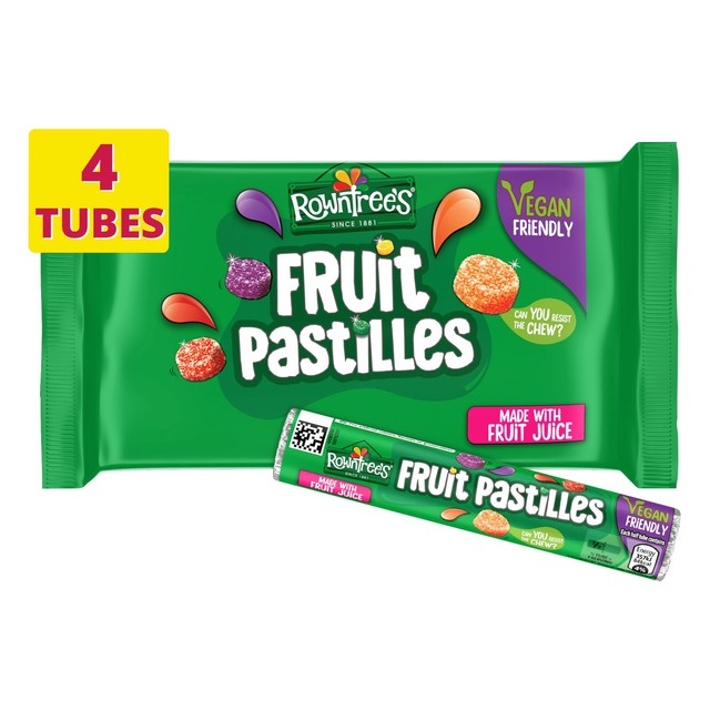 Rowntree's Fruit Pastilles Tube Multipack 4 x 42g, imported from the UK