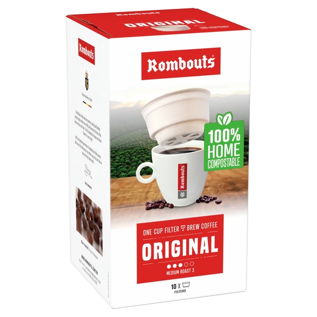 Rombouts Original compostable one cup filter coffee, imported from the UK