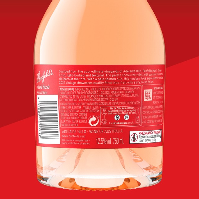Penfolds Max's Rosé wine 75cl, imported from the UK