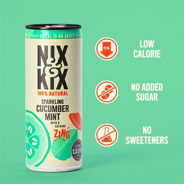 Nix Kix Cucumber Mint drink 250ml, imported from the UK