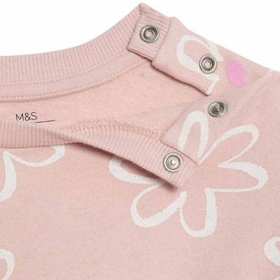 M&S Blumiger Print Baby-Outfit Pink Baumwolle Zweiteiler 0-3 Monate