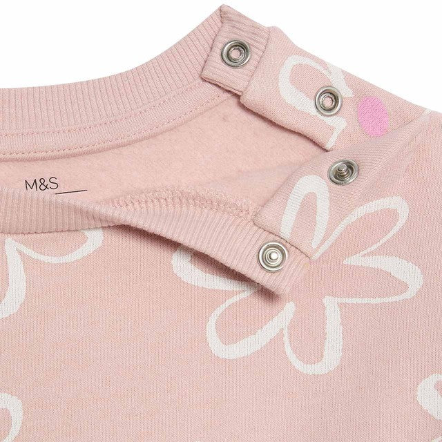 M&S Floral Print Baby Outfit Pink 0-3 Months, imported from the UK
