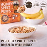Rude Health honey spelt puffs cereal 175g, imported from the UK