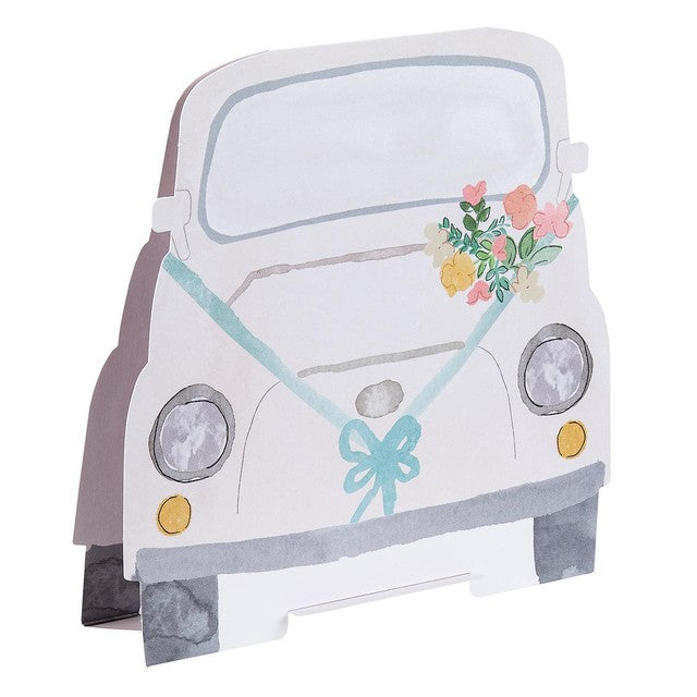 M&S pop-up wedding card car design 15cm square (British brand)