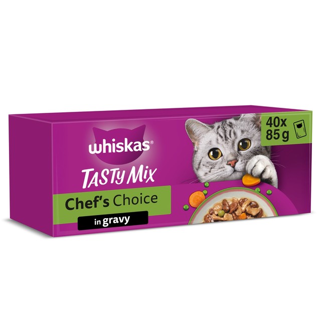 Whiskas Tasty Mix Chef's Choice adult cat food pouches 40 x 85g (British brand)