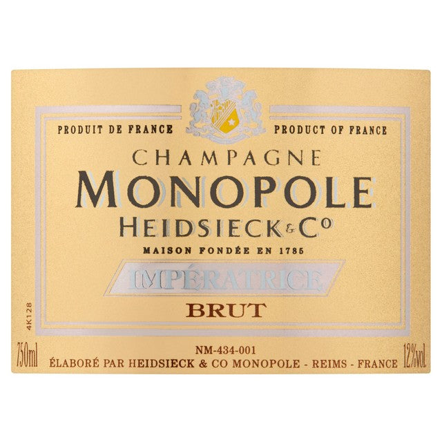 Heidsieck Monopole Cuvee Imperatrice Champagne Brut 75cl, UK version