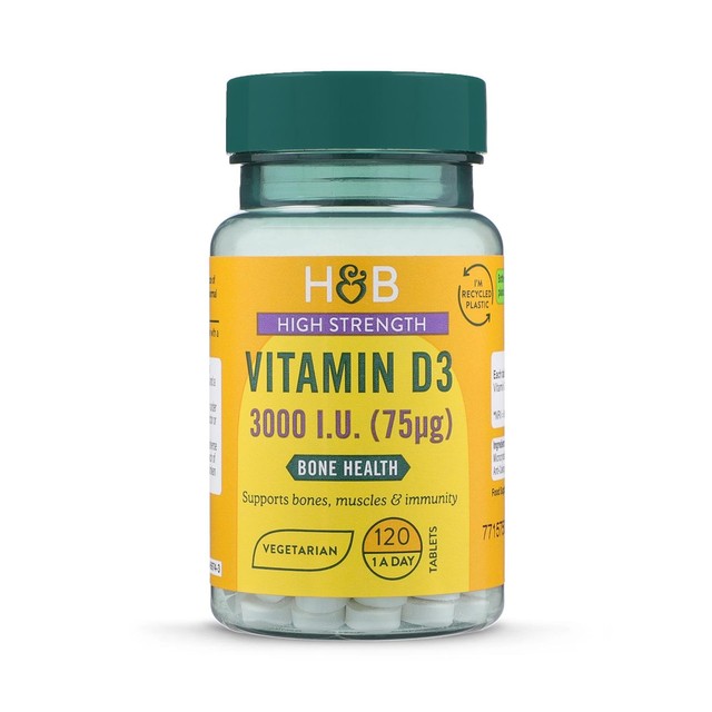 Holland & Barrett Vitamin D 3000 IU supplement 120 tablets, UK version