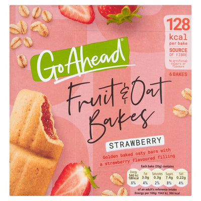 M&S Go Ahead Strawberry Fruit & Oat Bakes Snack Bars 6-Pack- Buy online at McGrocer