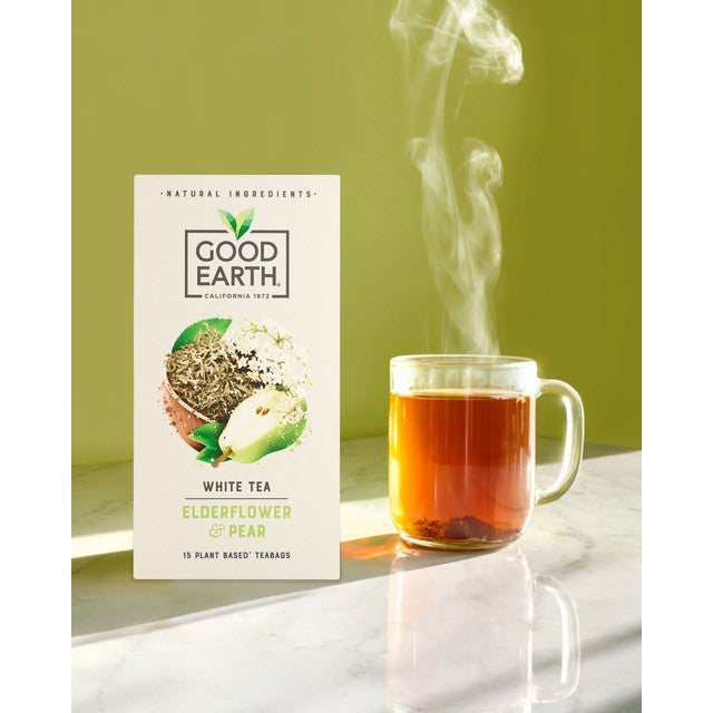 Good Earth white tea elderflower and pear teabags 15 count, UK version