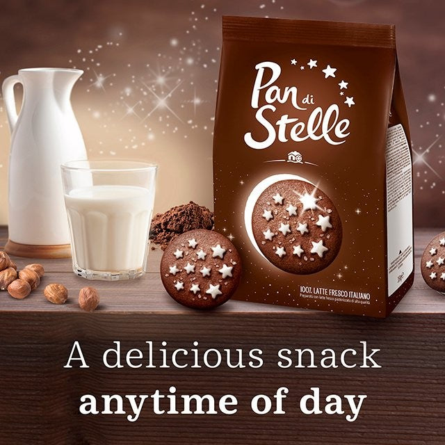 Barilla Pan Di Stelle chocolate biscuits 350g, imported from the UK