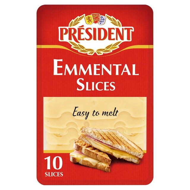 President Emmental cheese slices 200g, imported from the UK