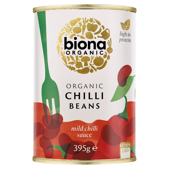 Biona organic red kidney beans in chilli sauce 400g - British product