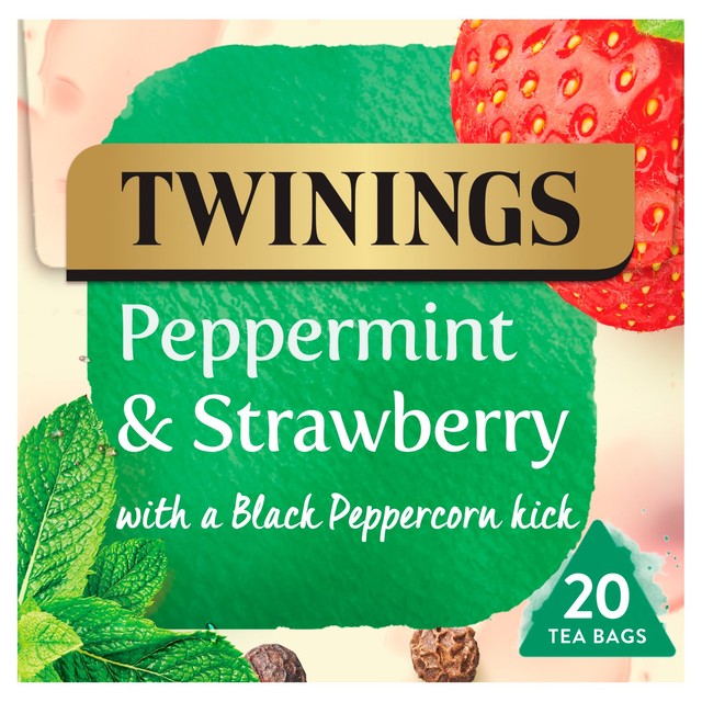 Twinings Peppermint & Strawberry Fruit Herbal Tea 20 Tea Bags (British brand)