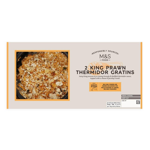 M&S King Prawn Thermidor Gratin 240g, imported from the UK
