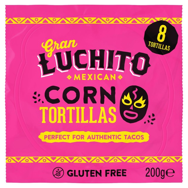 Gran Luchito corn gluten-free small shell tortilla wraps, UK version
