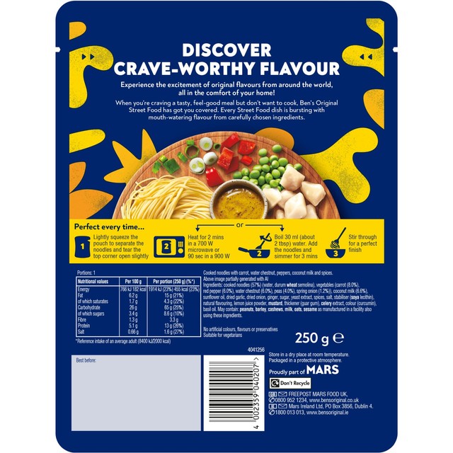 Ben's Original Singapore Style Microwave Noodles 250g - British product