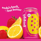 Poppi strawberry lemon soda 330ml cans, UK version