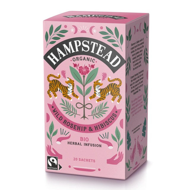 Hampstead Tea organic wild rosehip and hibiscus herbal infusion, UK version