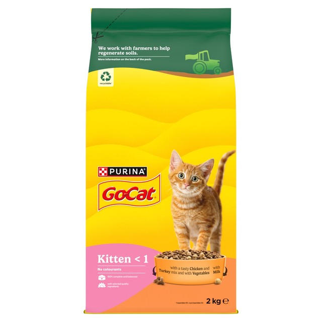 Go-Cat kitten chicken turkey and milk dry cat food 2kg, UK version