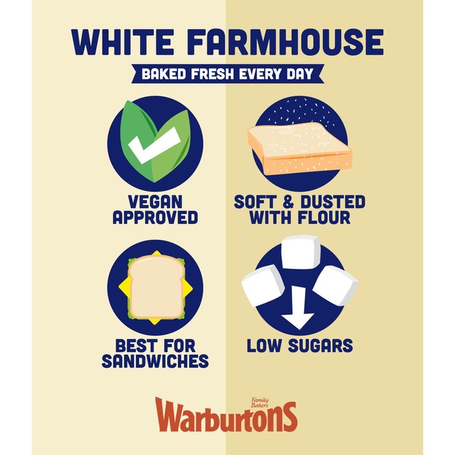 Warburtons White Farmhouse thick sliced white bread 400g (British brand)