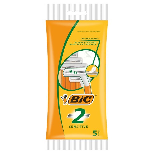 BIC 2 Sensitive Men's Disposable Razors 5-Pack - British product