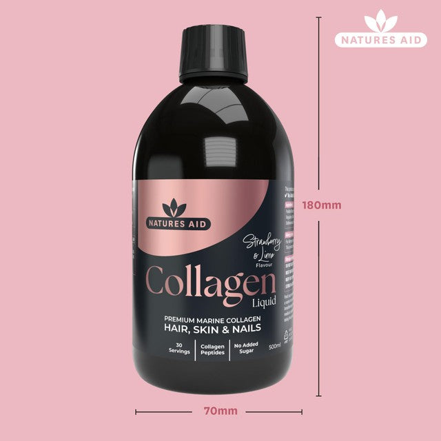 Natures Aid collagen liquid strawberry & lime 500ml, imported from the UK