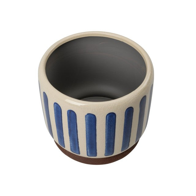 Burgon & Ball blue stripe indoor stoneware pot 16cm (British brand)