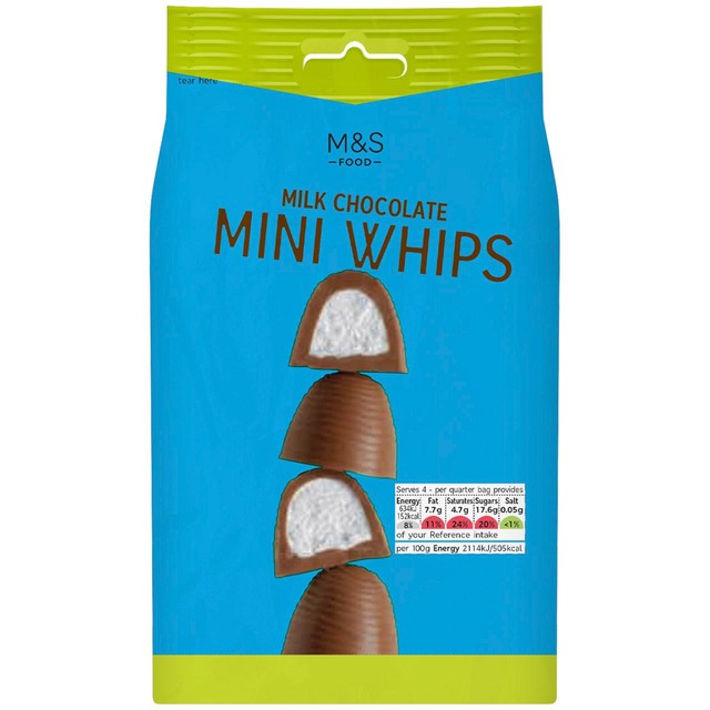 M&S Milchschokolade Mini Whips 120g, importiert aus dem Vereinigten Königreich