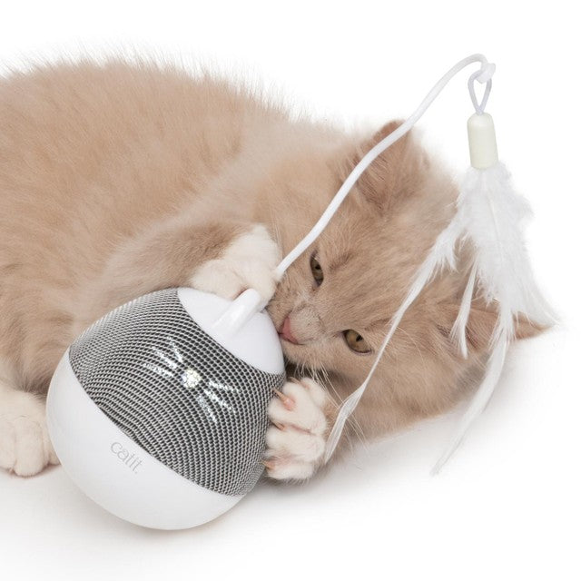 Catit Pixi Spinner White & Grey electronic interactive cat toy - British product