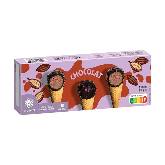 Picard mini chocolate ice cream cones 10 pack, imported from the UK