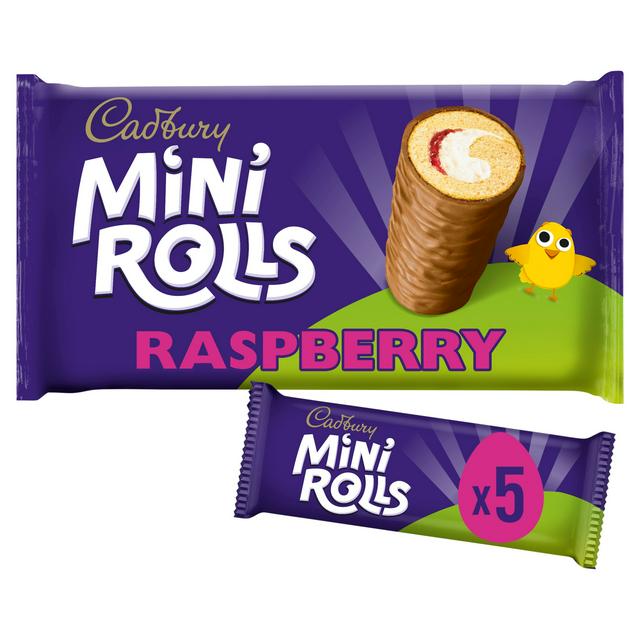 Cadbury Milk Chocolate Raspberry Mini Rolls Cakes x5