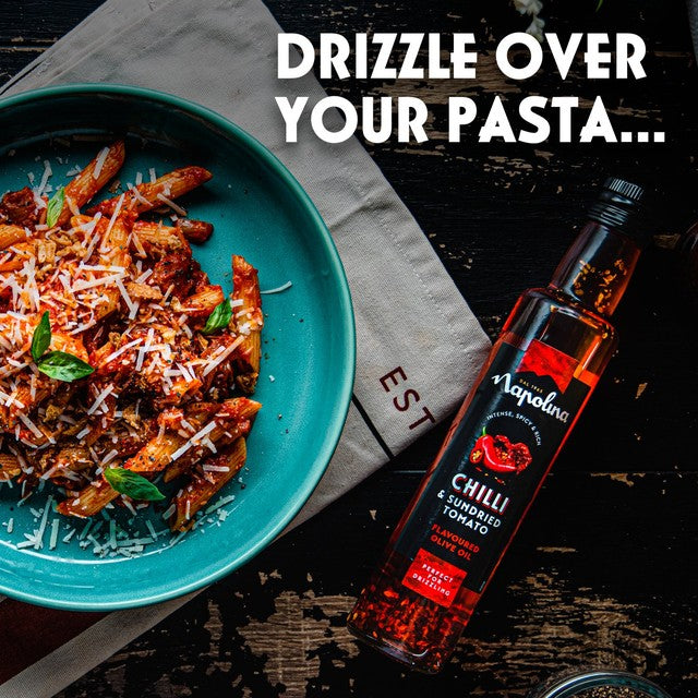 Napolina chilli & sundried tomato flavoured olive oil 250ml, imported from the UK