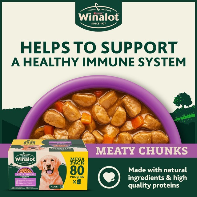 Winalot Meaty Chunks Mixed in Gravy wet dog food 80 x 100g (British brand)