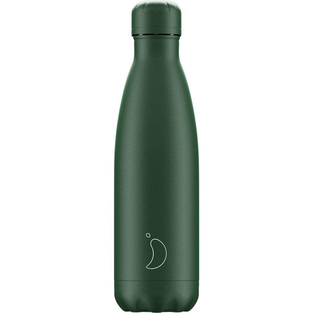 Chilly's Matte All Green insulated water bottle 500ml - British product
