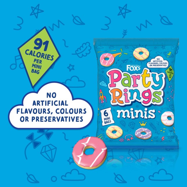 Fox's Party Rings Mini Biscuits 6 x 20g - British product