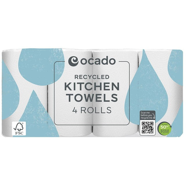 Ocado 100% recycled kitchen towels 4 rolls - British product