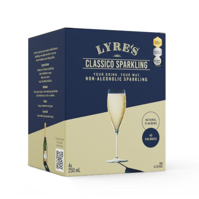 Lyre's Classico non-alcoholic sparkling drink 4 x 250ml cans, UK version