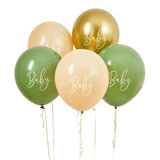 Hootyballoo baby latex balloons sage pink gold - British product