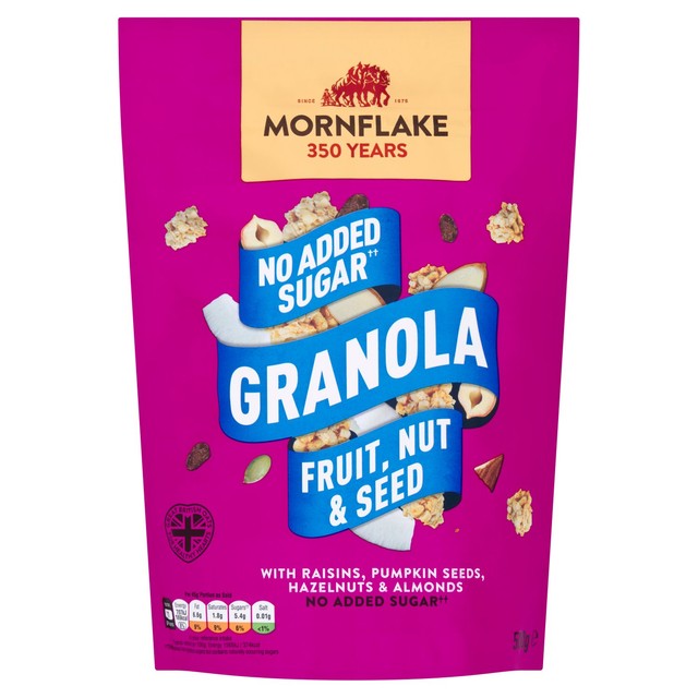 Mornflake No Added Sugar Granola 500g, imported from the UK