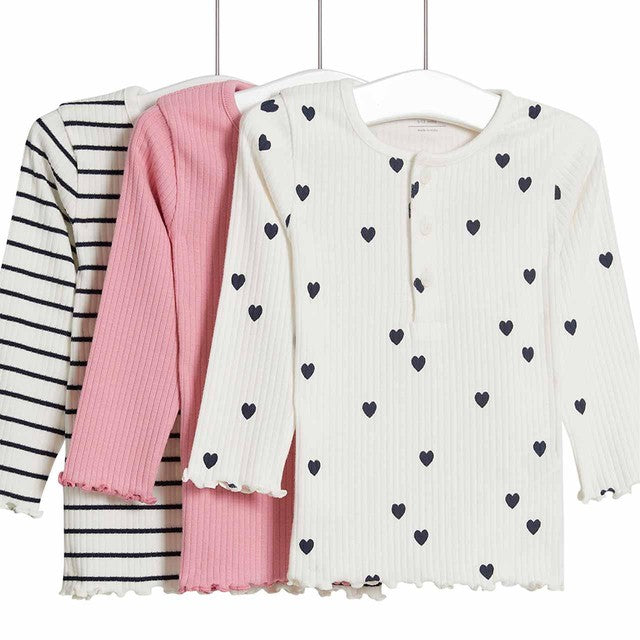 M&S pink girls tops 3 pack 3-6 months, imported from the UK