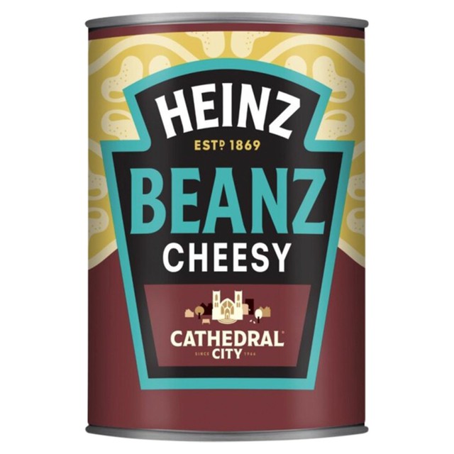 Heinz baked beans with Cathedral City cheddar cheese 390g, UK version
