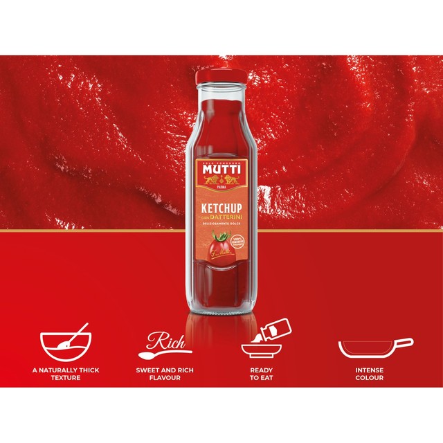 Mutti 40% Less Sugar Datterini tomato ketchup 300g, imported from the UK