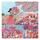 Pigment pink fresh flowers blank card 160x156mm, imported from the UK