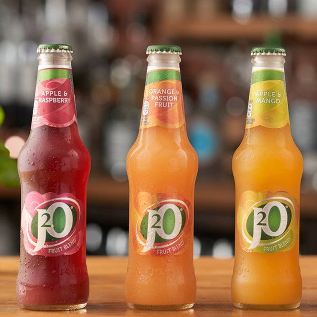 J2O Apple and Raspberry Soft Drink 275ml Sleeve, imported from the UK